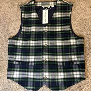 Janie And Jack Boys Size 12 Blue Plaid Holiday Suit Vest Dressy Photos NWT